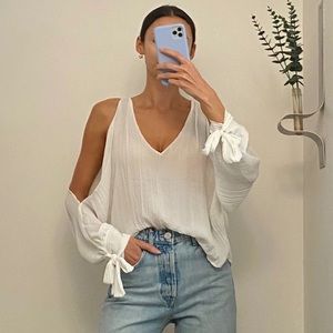 Zara Open Sleeve White Blouse Size XS